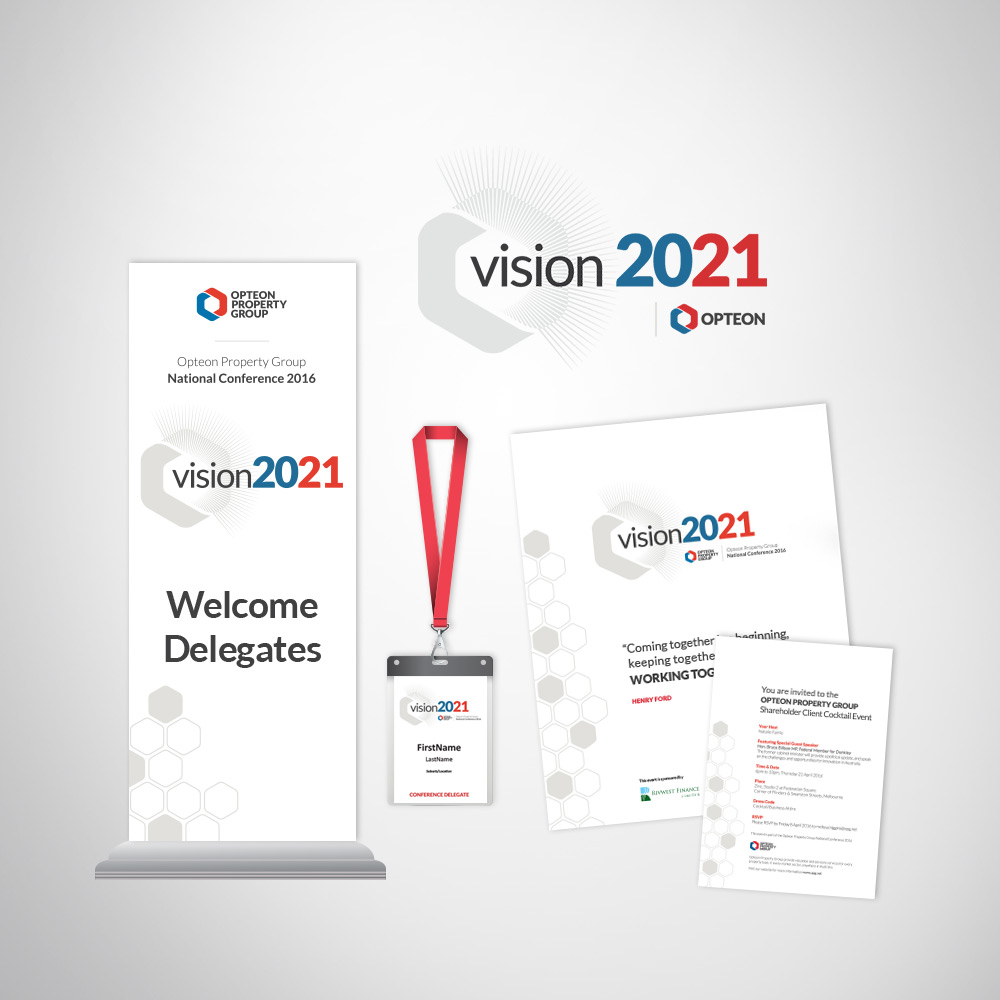 Corporate event conference custom branded marketing collateral.