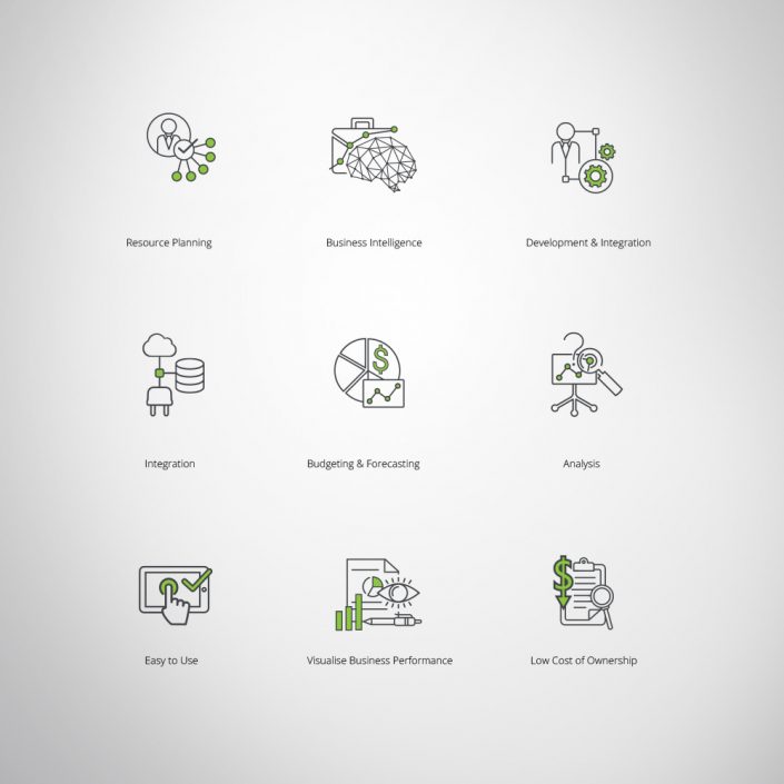 Technology business custom design branded icon set